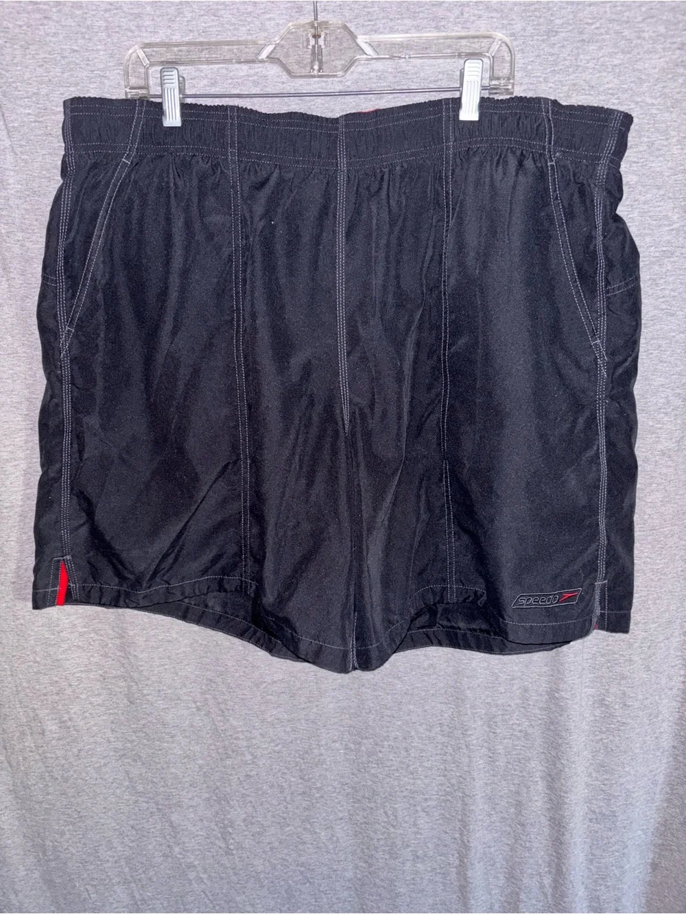 Speedo Black Men's Athletic Swim Shorts with Red Accent